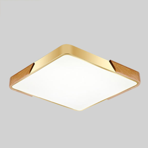 Wood Macaron LED Square Ceiling Lamp, 3-Colors Light, Size:60cm(Gold)