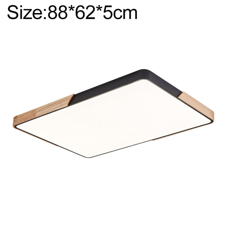 Wood Macaron LED Rectangle Ceiling Lamp, White Light, Size:88x62cm(Black)