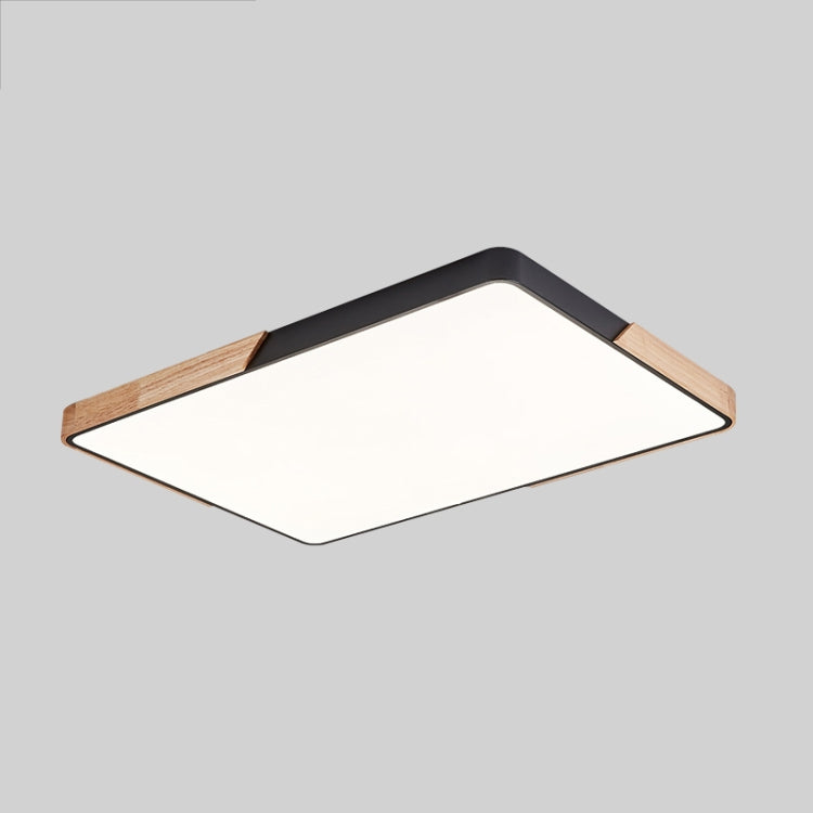Wood Macaron LED Rectangle Ceiling Lamp, White Light, Size:88x62cm(Black)