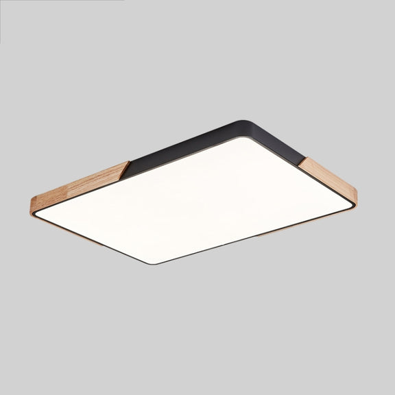 Wood Macaron LED Rectangle Ceiling Lamp, White Light, Size:88x62cm(Black)