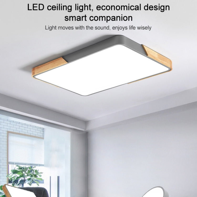 Wood Macaron LED Rectangle Ceiling Lamp, White Light, Size:88x62cm(Black)