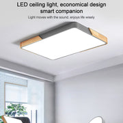 Wood Macaron LED Rectangle Ceiling Lamp, White Light, Size:88x62cm(Black)