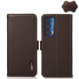 For Motorola Edge 2021 KHAZNEH Side-Magnetic Litchi Genuine Leather RFID Case(Brown) - Motorola Cases by PMC TechLife | Online Shopping South Africa | PMC TechLife | Buy Now Pay Later Mobicred