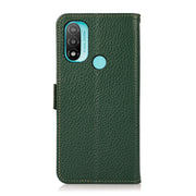 For Motorola Moto E20 / E40 KHAZNEH Side-Magnetic Litchi Genuine Leather RFID Case(Green)