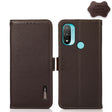 For Motorola Moto E20 / E40 KHAZNEH Side-Magnetic Litchi Genuine Leather RFID Case(Brown) - Motorola Cases by PMC TechLife | Online Shopping South Africa | PMC TechLife | Buy Now Pay Later Mobicred