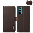 For Motorola Edge 20 KHAZNEH Side-Magnetic Litchi Genuine Leather RFID Case(Brown) - Motorola Cases by PMC TechLife | Online Shopping South Africa | PMC TechLife | Buy Now Pay Later Mobicred