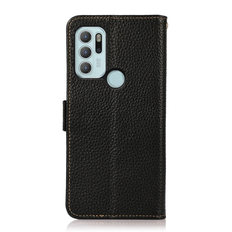For Motorola Moto G60S KHAZNEH Side-Magnetic Litchi Genuine Leather RFID Case(Black)
