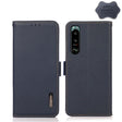 For Sony Xperia 5 III KHAZNEH Side-Magnetic Litchi Genuine Leather RFID Case(Blue) - Sony Cases by PMC TechLife | Online Shopping South Africa | PMC TechLife | Buy Now Pay Later Mobicred