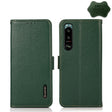 For Sony Xperia 5 III KHAZNEH Side-Magnetic Litchi Genuine Leather RFID Case(Green) - Sony Cases by PMC TechLife | Online Shopping South Africa | PMC TechLife | Buy Now Pay Later Mobicred