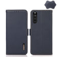 For Sony Xperia 10 III KHAZNEH Side-Magnetic Litchi Genuine Leather RFID Case(Blue) - Sony Cases by PMC TechLife | Online Shopping South Africa | PMC TechLife | Buy Now Pay Later Mobicred