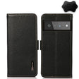 For Google Pixel 6 Pro KHAZNEH Side-Magnetic Litchi Genuine Leather RFID Case(Black) - Google Cases by PMC TechLife | Online Shopping South Africa | PMC TechLife | Buy Now Pay Later Mobicred