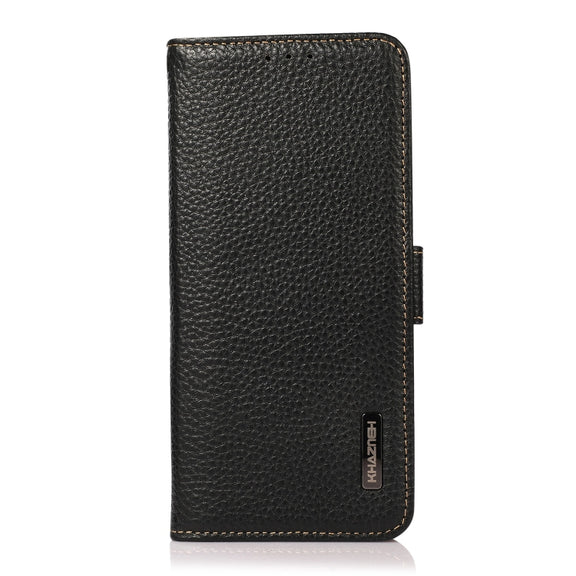 For Google Pixel 6 Pro KHAZNEH Side-Magnetic Litchi Genuine Leather RFID Case(Black)