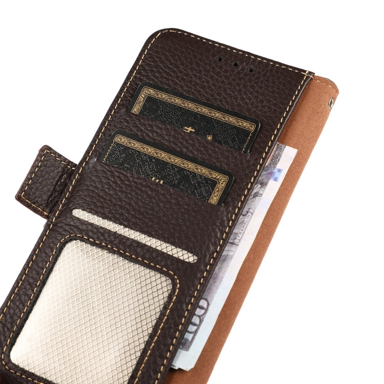 For Google Pixel 6 Pro KHAZNEH Side-Magnetic Litchi Genuine Leather RFID Case(Brown)