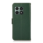 For OnePlus 10 Pro 5G KHAZNEH Side-Magnetic Litchi Genuine Leather RFID Phone Case(Green)