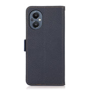 For OnePlus N20 5G KHAZNEH Side-Magnetic Litchi Genuine Leather RFID Phone Case(Blue)