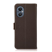 For OnePlus N20 5G KHAZNEH Side-Magnetic Litchi Genuine Leather RFID Phone Case(Brown)