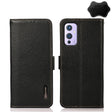 For OnePlus 9 KHAZNEH Side-Magnetic Litchi Genuine Leather RFID Phone Case(Black) - OnePlus Cases by PMC TechLife | Online Shopping South Africa | PMC TechLife | Buy Now Pay Later Mobicred