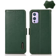 For OnePlus 9 KHAZNEH Side-Magnetic Litchi Genuine Leather RFID Phone Case(Green) - OnePlus Cases by PMC TechLife | Online Shopping South Africa | PMC TechLife | Buy Now Pay Later Mobicred