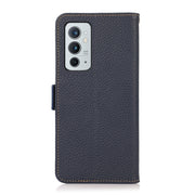 For OnePlus 9RT 5G KHAZNEH Side-Magnetic Litchi Genuine Leather RFID Phone Case(Blue)