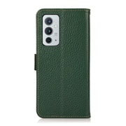 For OnePlus 9RT 5G KHAZNEH Side-Magnetic Litchi Genuine Leather RFID Phone Case(Green)