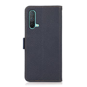 For OnePlus Nord CE 5G KHAZNEH Side-Magnetic Litchi Genuine Leather RFID Phone Case(Blue)