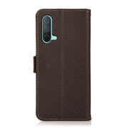 For OnePlus Nord CE 5G KHAZNEH Side-Magnetic Litchi Genuine Leather RFID Phone Case(Brown)
