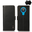 For Nokia 1.4 KHAZNEH Side-Magnetic Litchi Genuine Leather RFID Phone Case(Black) - Nokia Cases by PMC TechLife | Online Shopping South Africa | PMC TechLife | Buy Now Pay Later Mobicred