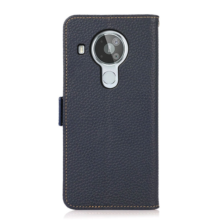 For Nokia 7.3 KHAZNEH Side-Magnetic Litchi Genuine Leather RFID Phone Case(Blue)