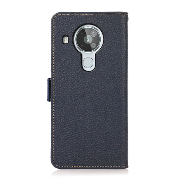 For Nokia 7.3 KHAZNEH Side-Magnetic Litchi Genuine Leather RFID Phone Case(Blue)