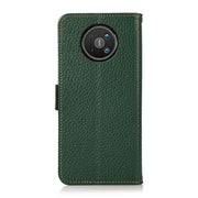 For Nokia 8 V 5G KHAZNEH Side-Magnetic Litchi Genuine Leather RFID Phone Case(Green)