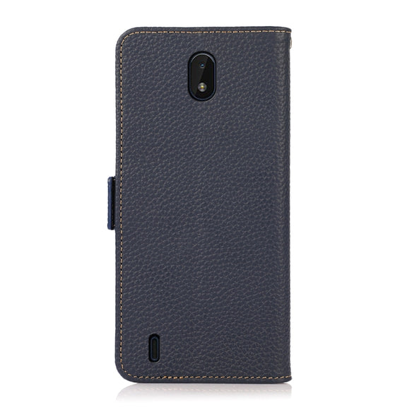 For Nokia C01 Core / C01 Plus KHAZNEH Side-Magnetic Litchi Genuine Leather RFID Phone Case(Blue)