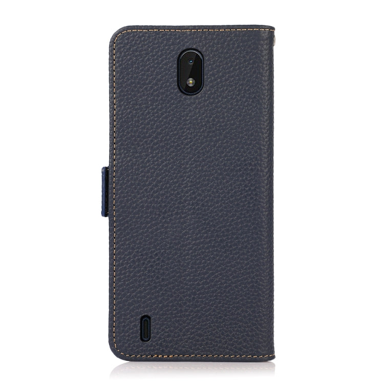For Nokia C01 Core / C01 Plus KHAZNEH Side-Magnetic Litchi Genuine Leather RFID Phone Case(Blue)