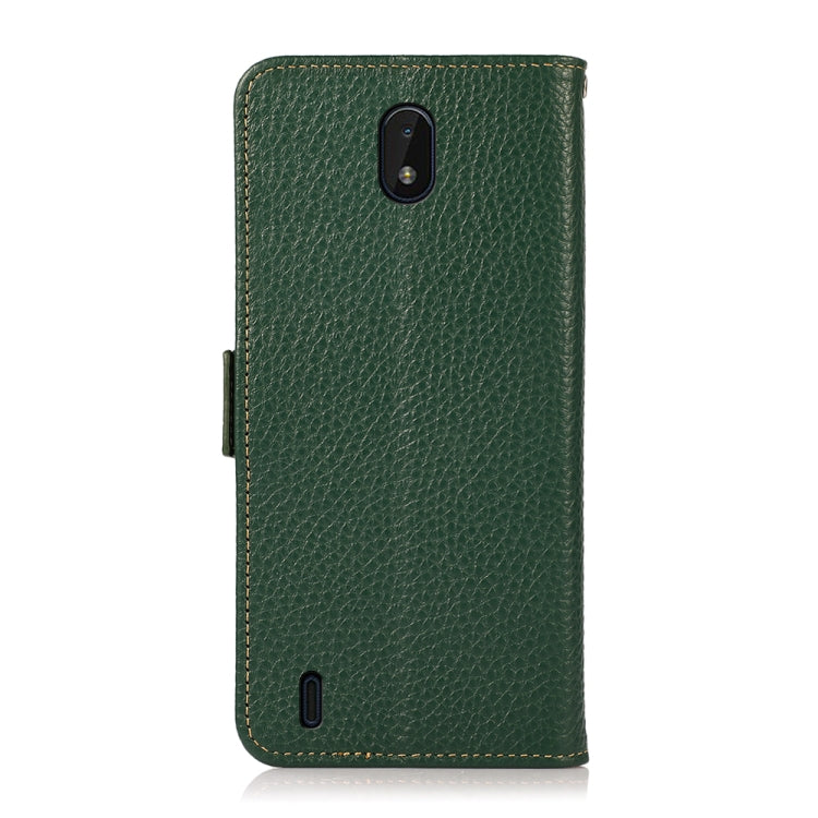 For Nokia C01 Core / C01 Plus KHAZNEH Side-Magnetic Litchi Genuine Leather RFID Phone Case(Green)