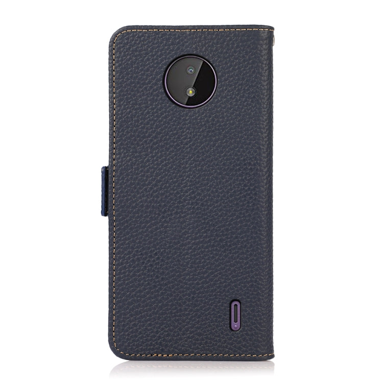For Nokia C10 / C20 KHAZNEH Side-Magnetic Litchi Genuine Leather RFID Phone Case(Blue)