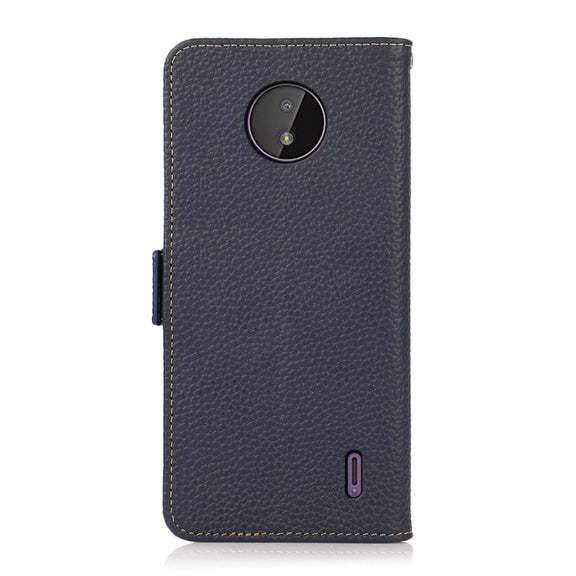 For Nokia C10 / C20 KHAZNEH Side-Magnetic Litchi Genuine Leather RFID Phone Case(Blue)