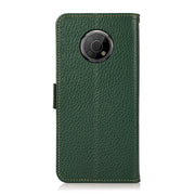 For Nokia G300 KHAZNEH Side-Magnetic Litchi Genuine Leather RFID Phone Case(Green)