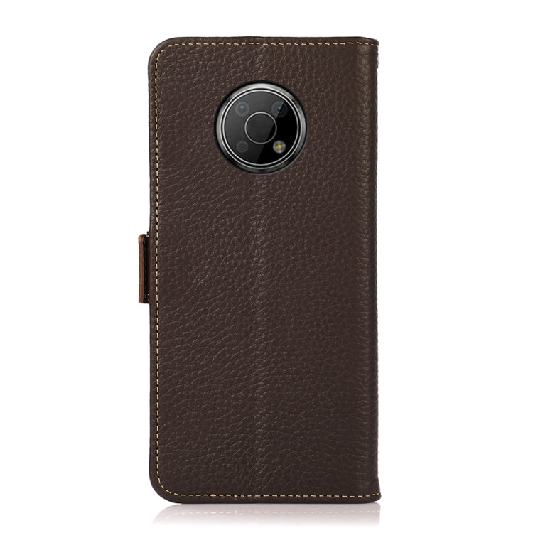 For Nokia G300 KHAZNEH Side-Magnetic Litchi Genuine Leather RFID Phone Case(Brown)