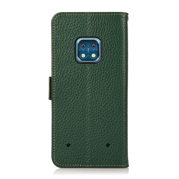 For Nokia XR20 KHAZNEH Side-Magnetic Litchi Genuine Leather RFID Phone Case(Green)