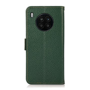 For Honor 50 Lite / Huawei nova 8i KHAZNEH Side-Magnetic Litchi Genuine Leather RFID Phone Case(Green)