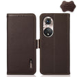 For Honor 50 Pro KHAZNEH Side-Magnetic Litchi Genuine Leather RFID Phone Case(Brown) - Honor Cases by PMC TechLife | Online Shopping South Africa | PMC TechLife | Buy Now Pay Later Mobicred