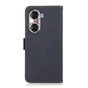 For Honor 60 Pro KHAZNEH Side-Magnetic Litchi Genuine Leather RFID Phone Case(Blue)