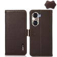 For Honor 60 Pro KHAZNEH Side-Magnetic Litchi Genuine Leather RFID Phone Case(Brown) - Honor Cases by PMC TechLife | Online Shopping South Africa | PMC TechLife | Buy Now Pay Later Mobicred