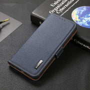 For Honor 60 KHAZNEH Side-Magnetic Litchi Genuine Leather RFID Phone Case(Blue)