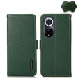For Huawei nova 9 KHAZNEH Side-Magnetic Litchi Genuine Leather RFID Phone Case(Green) - Huawei Cases by PMC TechLife | Online Shopping South Africa | PMC TechLife | Buy Now Pay Later Mobicred