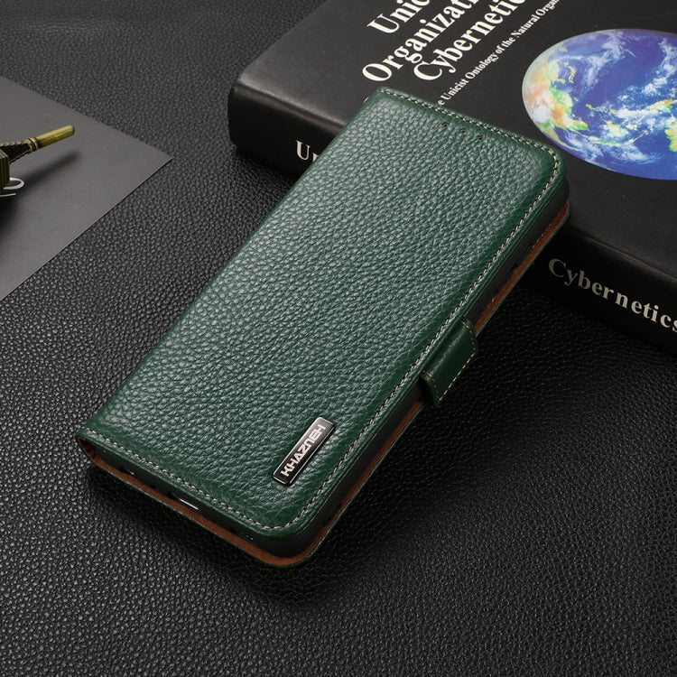 For Huawei nova 9 KHAZNEH Side-Magnetic Litchi Genuine Leather RFID Phone Case(Green)