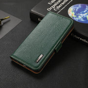 For Huawei nova 9 KHAZNEH Side-Magnetic Litchi Genuine Leather RFID Phone Case(Green)