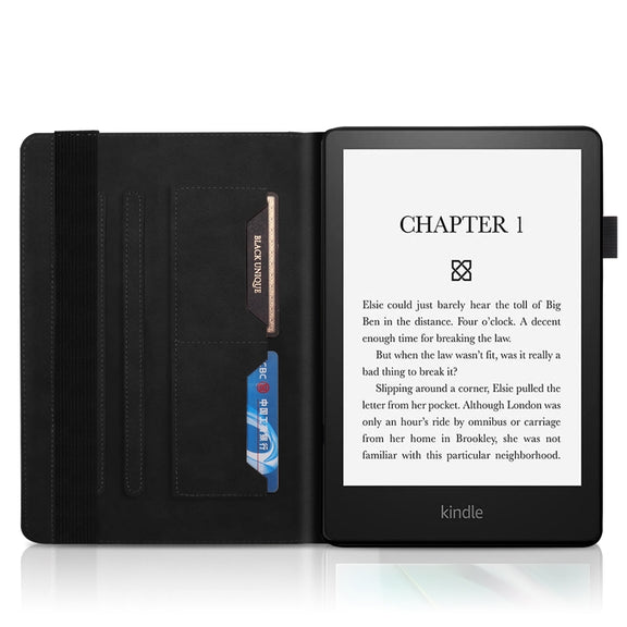 For Amazon Kindle Paperwhite 5 2021 Life Tree Series Leather Tablet Case(Black)