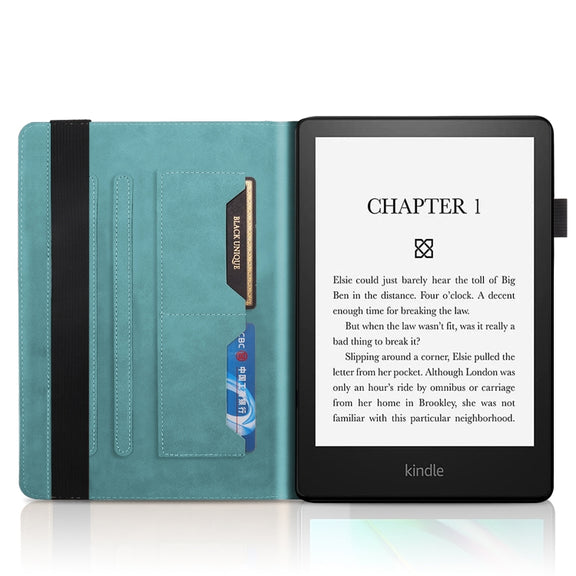 For Amazon Kindle Paperwhite 5 2021 Life Tree Series Leather Tablet Case(Lake Blue)
