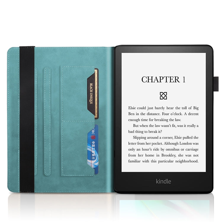 For Amazon Kindle Paperwhite 5 2021 Life Tree Series Leather Tablet Case(Lake Blue)