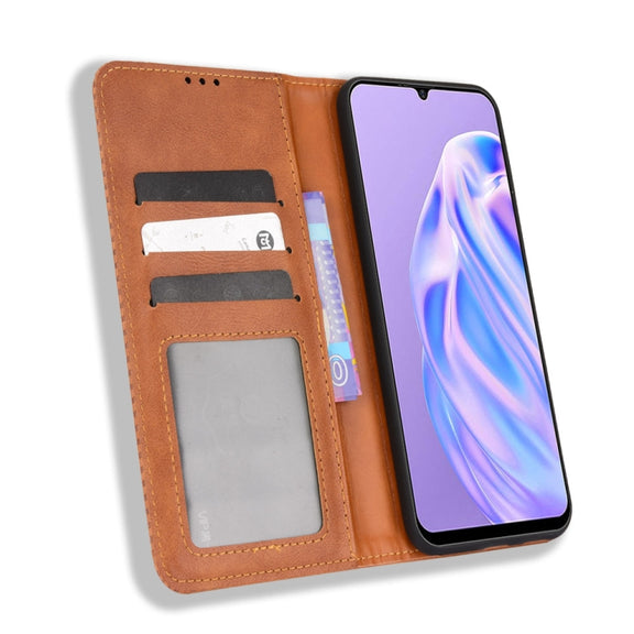 For Ulefone Note 6 / Note 6P Magnetic Buckle Retro Texture Leather Case(Brown)